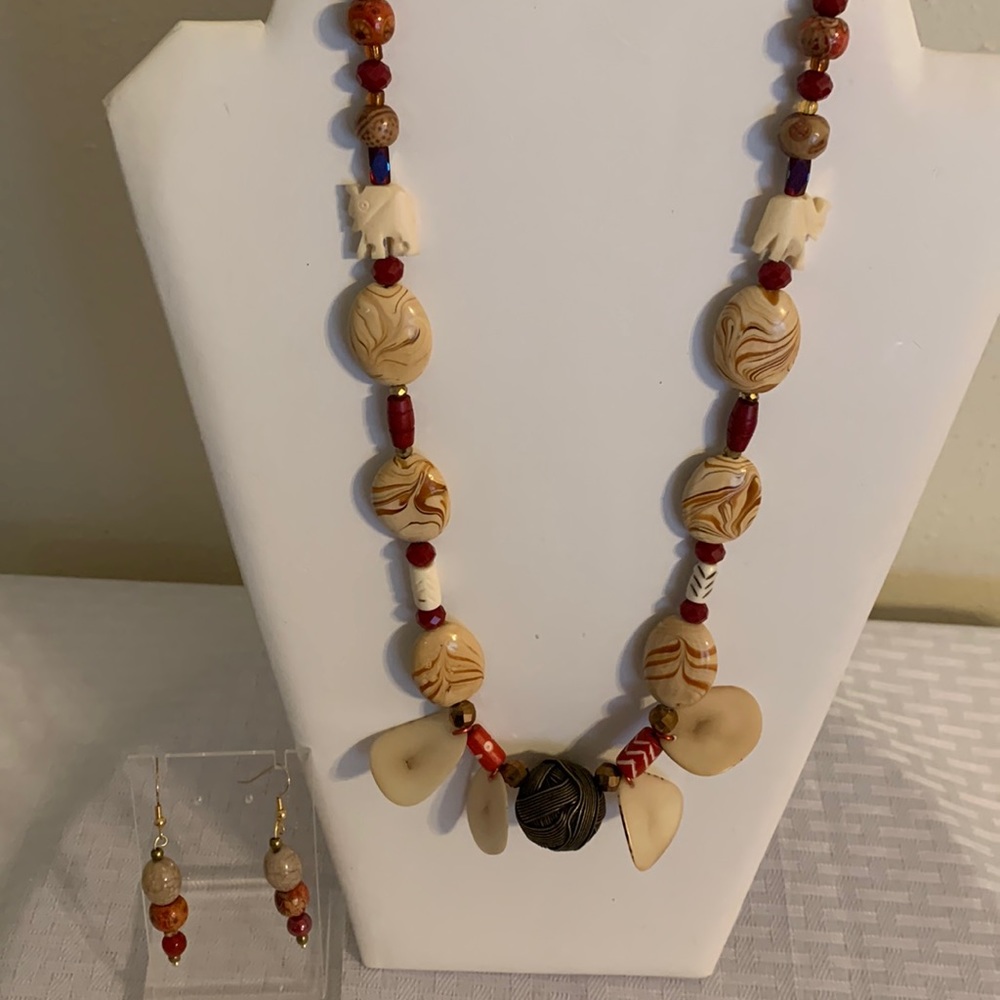 Necklace and earrings multi colored